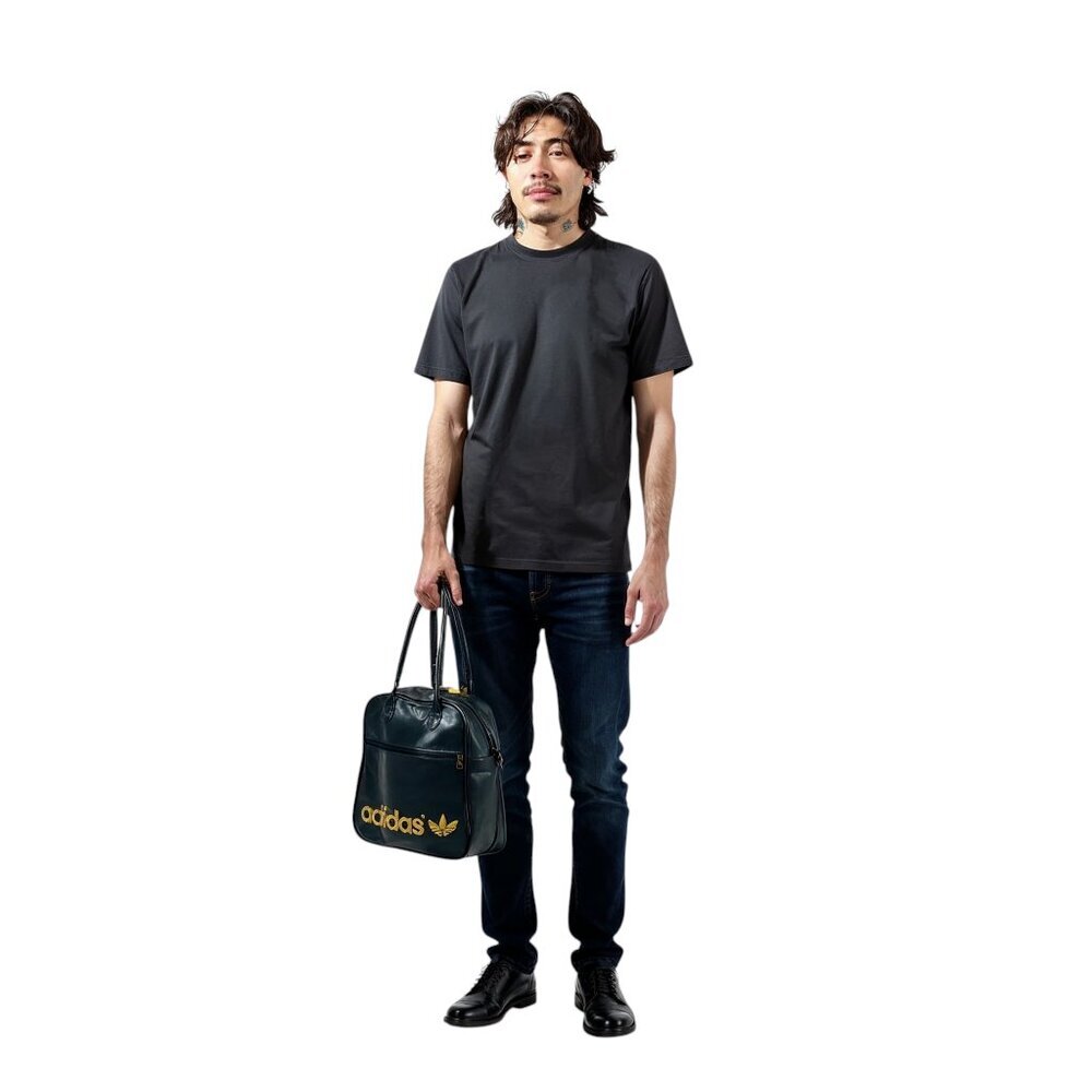 Vintage Adidas Trefoil Black Shoulder Bag – Unisex Medium Faux Leather Tote